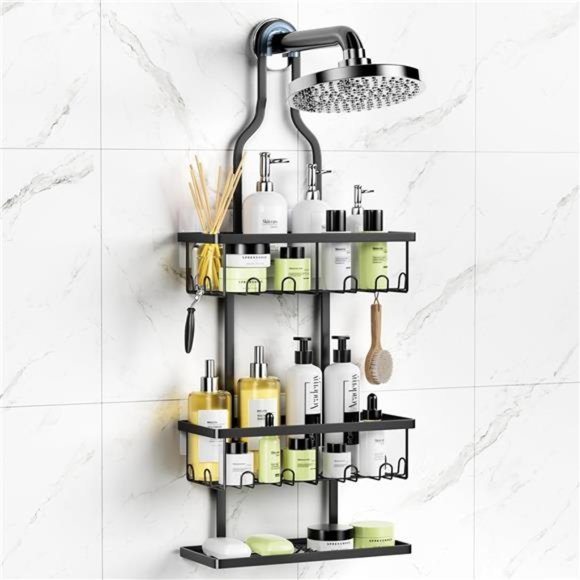 ShowerCaddy Hanging,Bathroom ShowerOrganizer Hanging,Rustproof Black ShowerCaddy - Picture 1 of 7